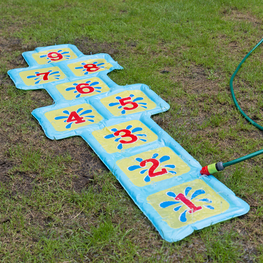 Inflatable Garden Hop Scotch Water Sprinkler Game Swimming Pool Toy