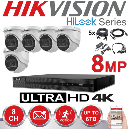 HIKVISION 8MP CCTV 4K UHD DVR 8CH OUTDOOR 5X VIVID HD CAMERA KIT(1TB)