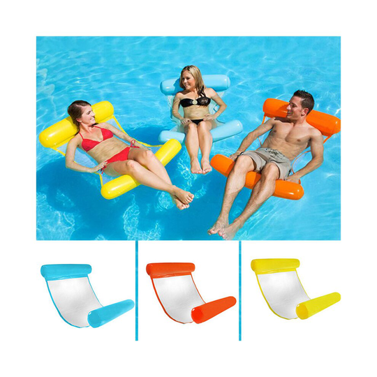 (Pink ) Summer Water Hammock Foldable Inflatable Air Mattress Swimming Pool Beach Lounger Floating Bed Chair Recliner for Kids Adult
