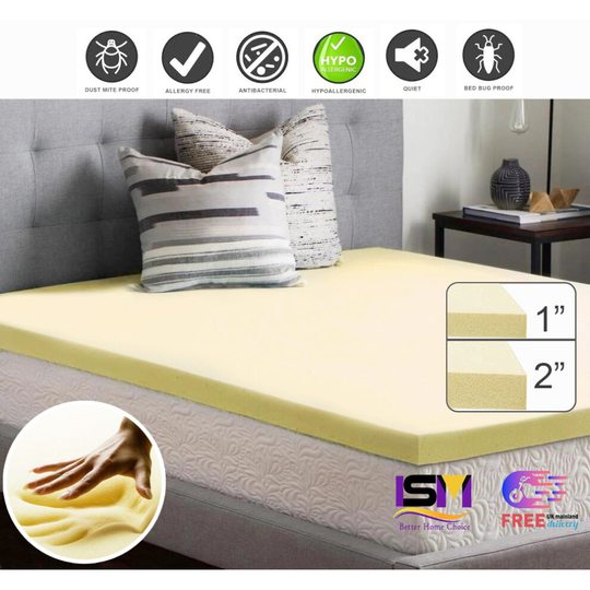 (2" Topper, (4FT6)Double 137x190CM) MEMORY FOAM MATTRESS TOPPERS ALL SIZES AND DEPTHS