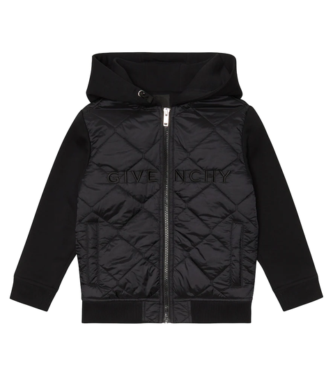 Logo puffer-paneled hoodie jacket