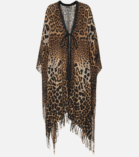 Leopard-print silk kaftan
