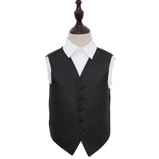 Black Greek Key Wedding Waistcoat for Boys 28'