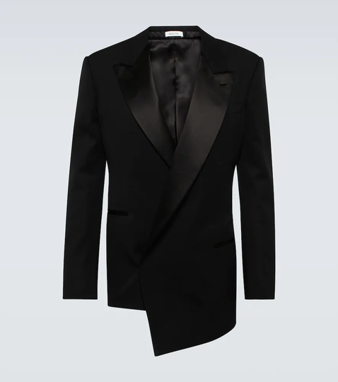 Asymmetric wool jacket