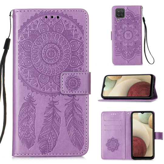 Premium PU Leather Samsung Galaxy A12 case Card Holder Purple