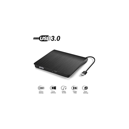 External CD Drive, USB 3.0 Portable CD/DVD +/-RW Drive Slim CD/VCD ROM Rewriter Burner Floppy Superdrive for Laptop Desktop PC Windows and Linux OS