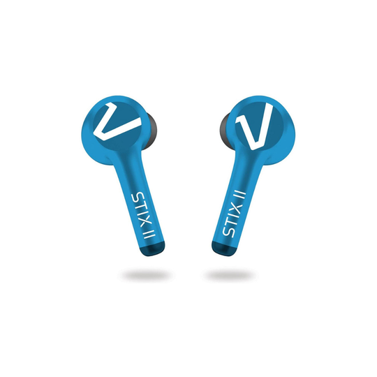 (Aqua) Veho STIX ll True Wireless Earphones| Bluetooth v.5.1 | Up to 5 hours play time | Charging Case
