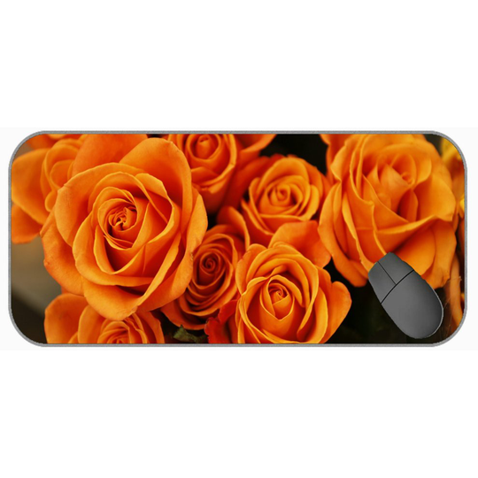 (600X300X3) Extended Gaming Mouse Pad,Orange Flower Rose Flower Professional Mousepad,Stitched Edges