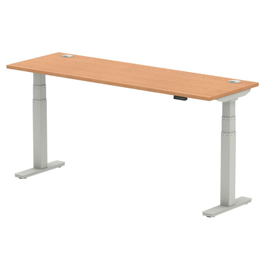 Dynamic Air 1800/600 Oak Height Adjustable Desk with Cable Ports with Silver Leg