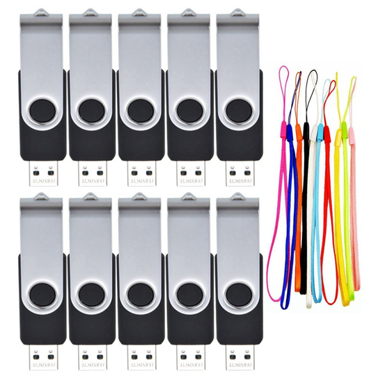 FEBNISCTE 10 Pack 4GB Memory Stick Black Swivel USB 2.0 Flash Drive