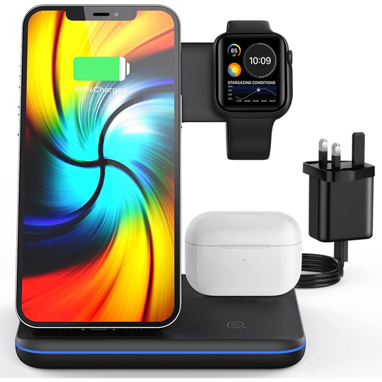 Wireless Charger, 2022 Upgrade 3 in 1 Wireless Charging Station with Plug and Indicator for iPhone 13/12/11 Pro/XS, Air Pods...