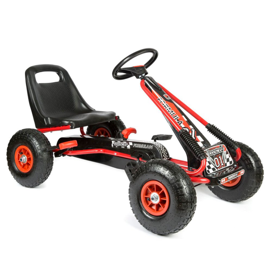 Pedal Go Kart with Inflatable Tyres 5-8 Years - Red