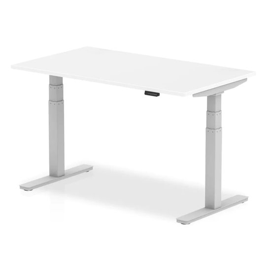 Dynamic Air 1400/800 White Height Adjustable Desk with Silver Legs