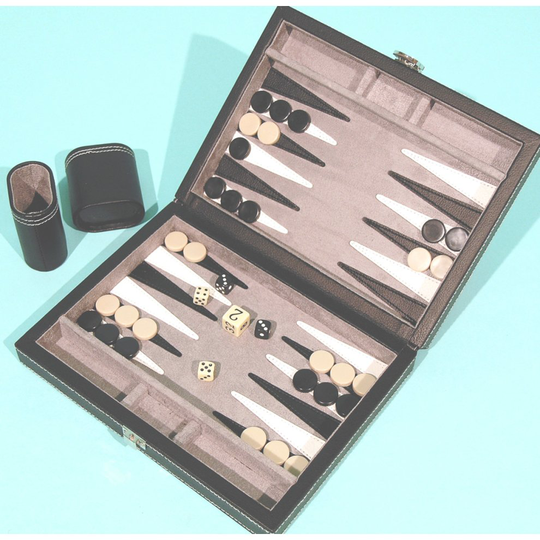 Leatherette backgammon set, 9 inch 00464