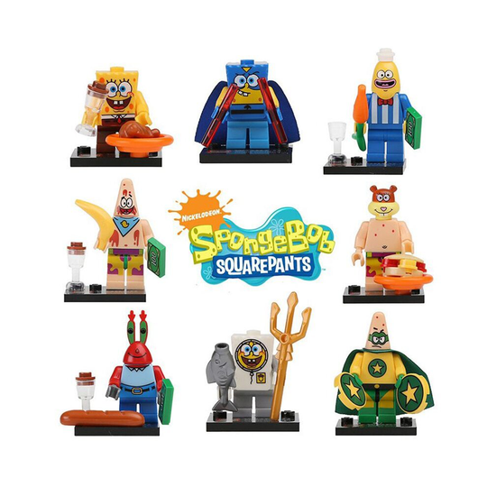 8Pcs/Set SpongeBob Minifigures Building Blocks Model Toys Kids Gift