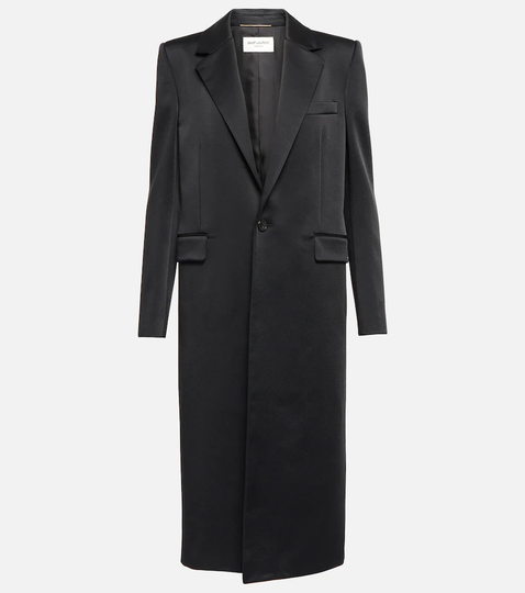 Single-breasted crêpe satin coat