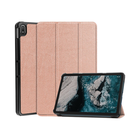 (Rose Gold) Magnetic Smart Cover Foldable Stand Case Folio For Nokia T20