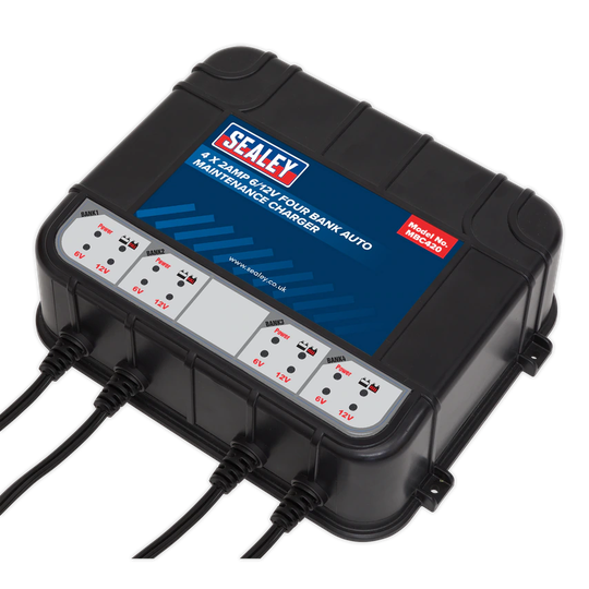Sealey Four Bank 6/12V 8AMP (4 X 2A) Auto Maintenance Charger