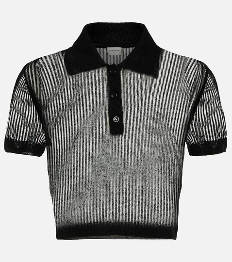 Linen and silk polo shirt