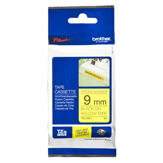 Brother P-touch Paper Bro 9MM Black on Yellow Tape Adhesive