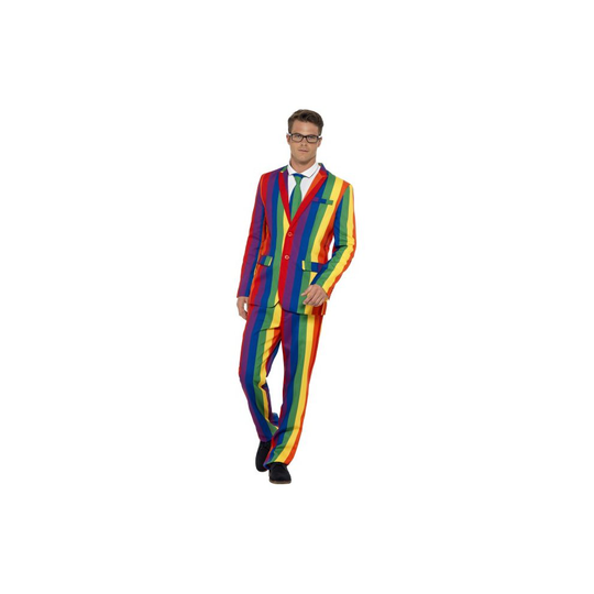Large Men's Over The Rainbow Suit - fancy dress costume rainbow mens stand out suit gay pride stag party suits funny