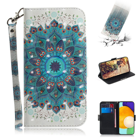 Phone Case For Samsung Galaxy A52 4g/5g Wallet Flip Cover 3D Pattern Shockproof Cover Peacock flower