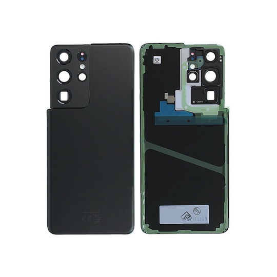 Genuine Samsung G998 Galaxy S21 Ultra Rear Back Glass / Battery Cover With Camera Lens - Phantom Black