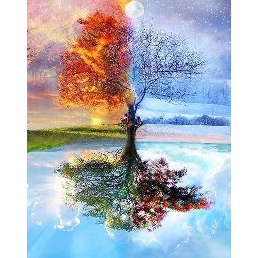 Living and Home 5D Diamond Painting Full Drill Art for Home Wall Decor, Four Sea