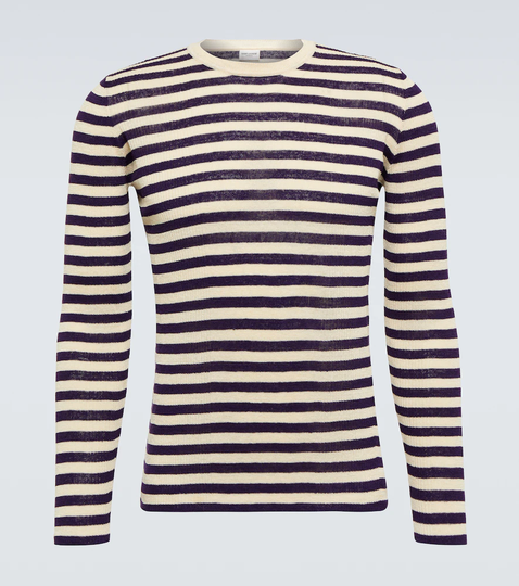 Linen and silk-blend striped top