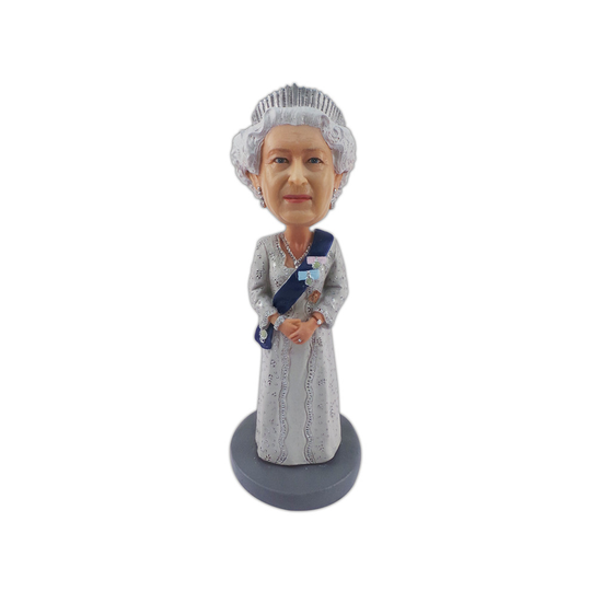 (A) 18cm Queen's 70th Platinum Jubilee Statue Bobbling Nodding Head Action Figure