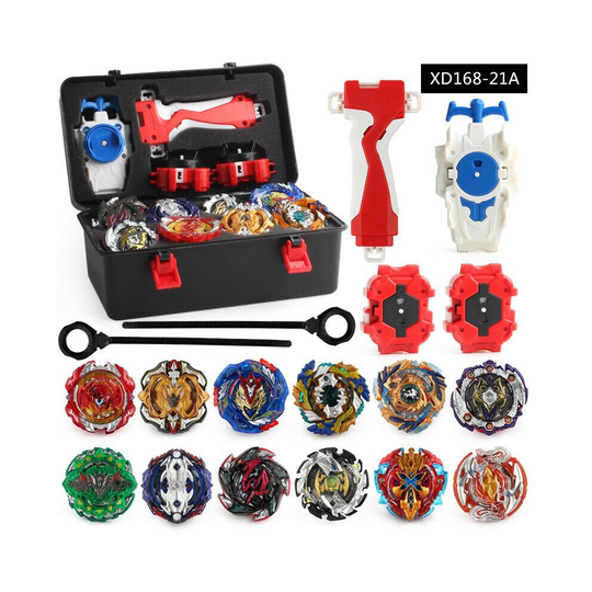 (Black) 12X Beyblade Burst Set Spinning with Launcher+Box
