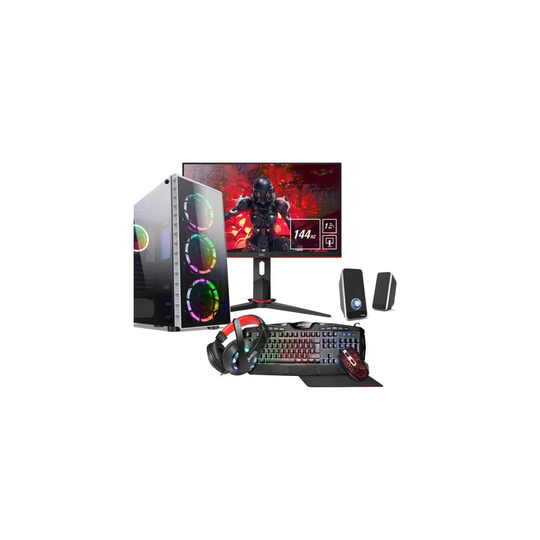 (i5 2400, No Graphics Card, No Accessories) Fast Gaming PC VR Ready, GTX 1650, Quad Core i5, 16GB, 2TB, Bundle Set Speakers Raider White