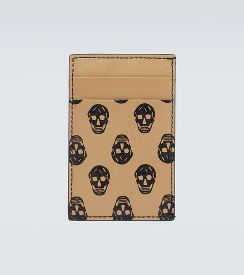 Skull printed leather cardholder
