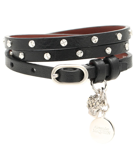 Embellished leather bracelet