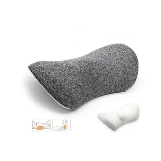 (Grey) Lumbar Memory foam Pillow for Side Sleepers Pregnancy Relieve Hip Tailbone Pain Sciatica Chair Car Back Support Cushion