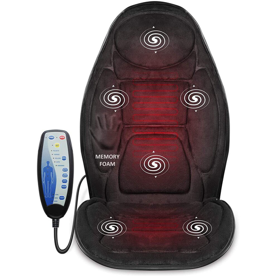 Memory Foam Back Massager - Massage Chair with Heat, 6 Vibration Massage