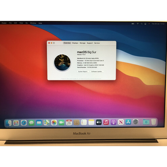 Apple MacBook Air 13"Core i5 1.6Ghz,8GB 120GB 2015 A Grade Refurbished