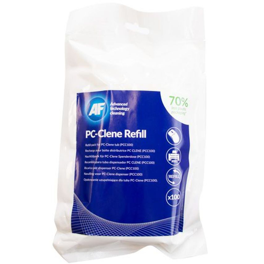AF International AF PC Cleaning Wipes Eco Refill Pouch, Pack of 100 PCC100R