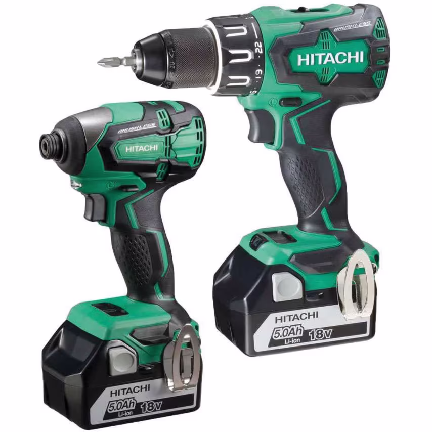 Hikoki KC18DBFL2/JAZ 18V 2 Pce Cordless Brushless Kit - Combi Drill & Impact Dri