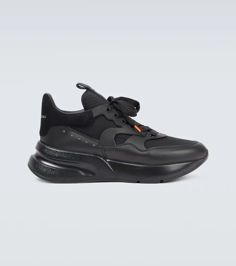 Oversized leather-trimmed sneakers