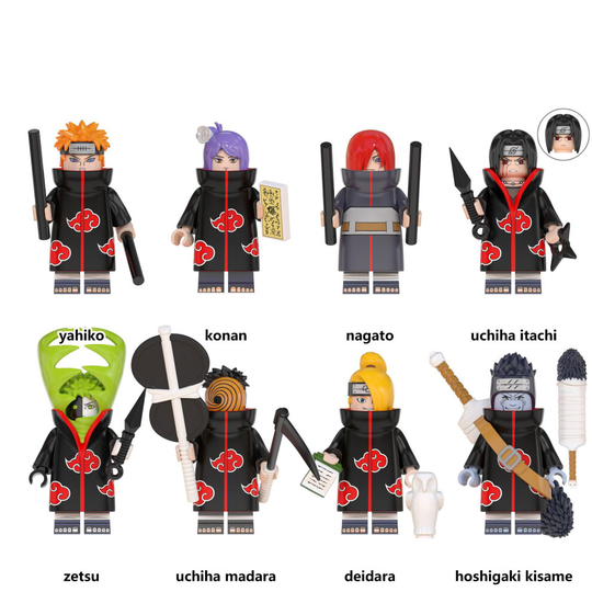(E-8PCS) 61PCS Naruto Family Portrait Building Blocks with Accessories Minifigure Fit LEGO