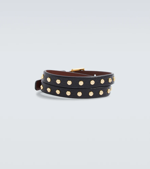 Skull embellished leather bracelet