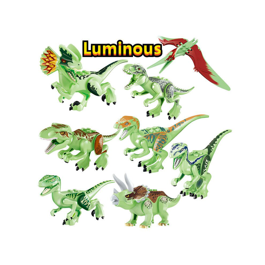 8PCS Luminous Dinosaurs Minifigures Compatible Toys Fit Lego