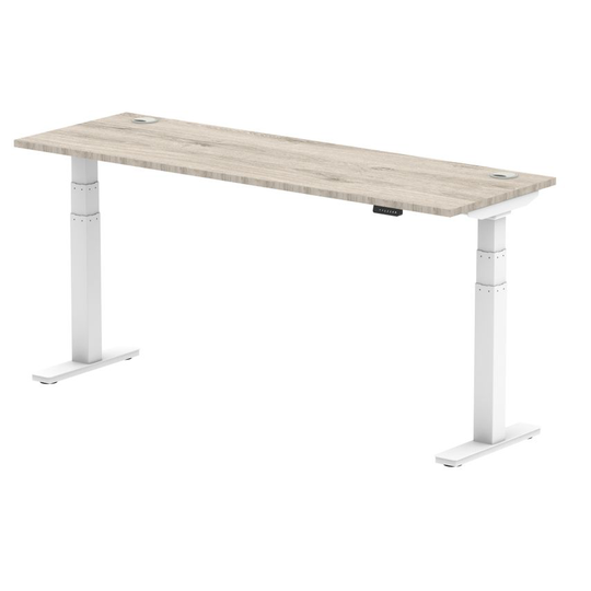 Dynamic Air 1800/600 Grey Oak Height Adjustable Desk with Cable Ports with White