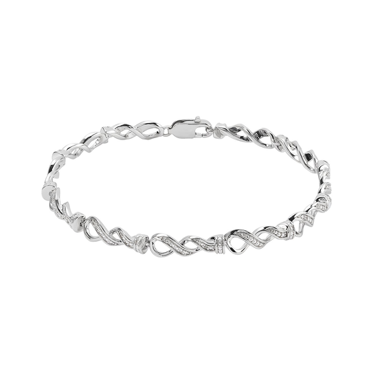 Revere Sterling Silver 0.05ct tw Diamond Infinity Bracelet