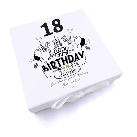 (Large) ukgiftstoreonline Personalised Any Age Happy Birthday Gift Keepsake Memory Box 18th, 21st, 30th, 40th, 50th