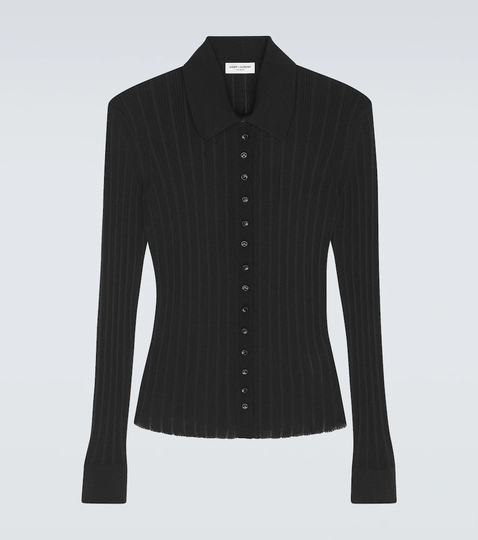 Ribbed-knit silk shirt