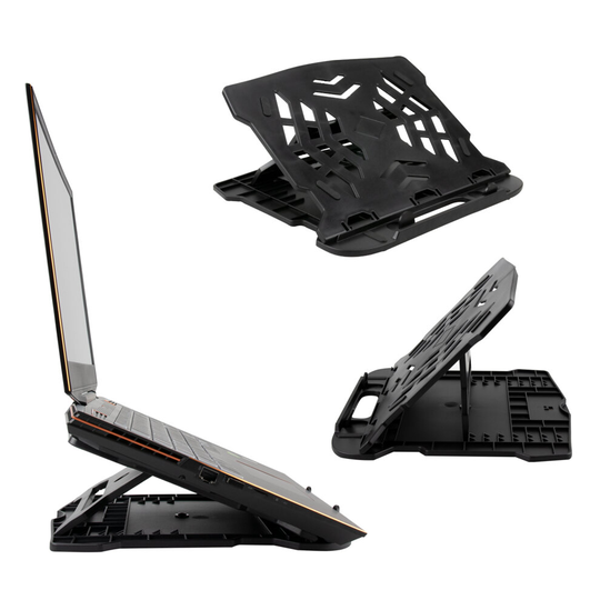 Laptop Riser Stand for Desk Laptray Holder Adjustable Height Foldable Portable - Black