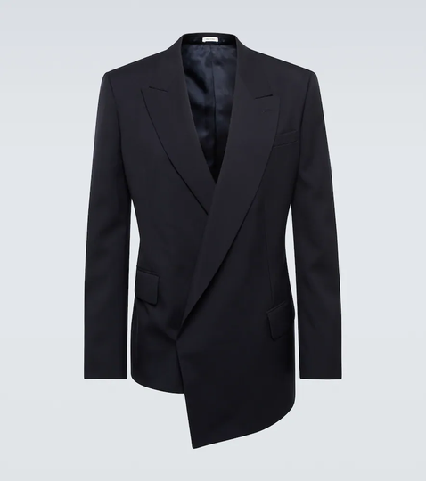 Asymmetric double-breasted suit jacket