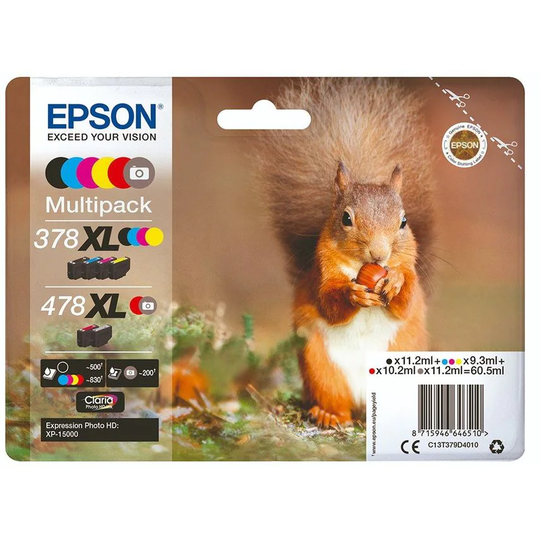 Epson Epson 6 Squirrel Colours High Yield Ink Cartridge Multipack - C13T379D4010